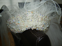 Crown glittering tiara with detachable mid length veil