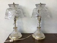 Crystal pair of bedside or desk lamps