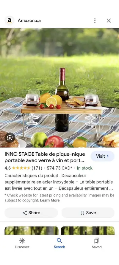 New Portable / Foldable Picnic Wine & Snack Table, View more