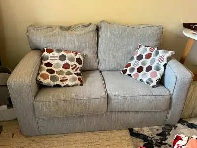 Grey sofa w/2 cushions, View more
