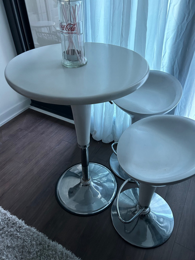 Custom barstool & hydraulic stools bistro set white adjustable  in Dining Tables & Sets in City of Toronto - Image 2