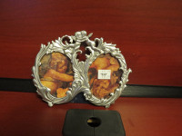 VTG. SEAGULL PEWTER CHERUBS ANGELS DOUBLE PICTURE FRAME