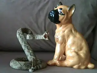 3 ART - Figurines - Ceramic Boxer -  Rattlesnake - Elephant, View more