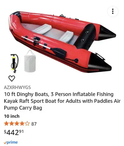 Selling my inflatable boat along with 6 separate items included in the package. Perfect for fishing,...