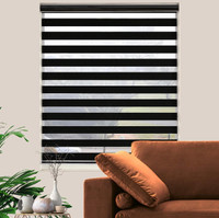 Zebra Roller Shades, Dual Layer Roll Up Blind for Living Room,