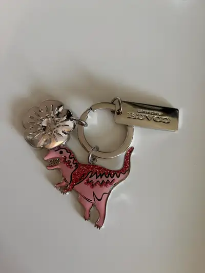 Coach Rexy Pink Glitter Dinosaur & Flower Bag Charm, View more