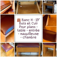 Banc canadien Bois cuir solide 50$ Cachette dessous