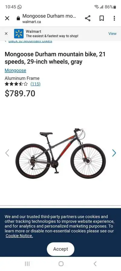 Mongoose 29" 21 Speeds Mountain Bike, Gray- new in box, View more