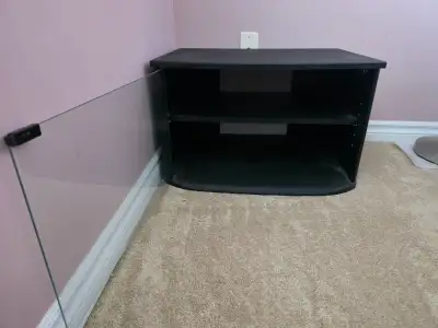 Black TV stand with glass door, View more