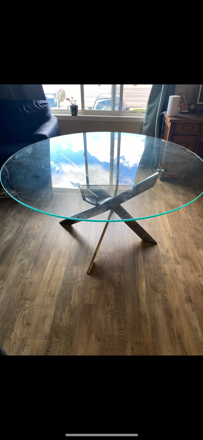 Round glass dining table, View more