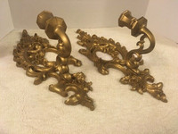 70s 80s Coppercraft Victorian 2 WALL HANGING CANDLEHOLDERS