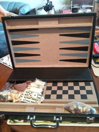 New Vintage large multi game leather suit case games