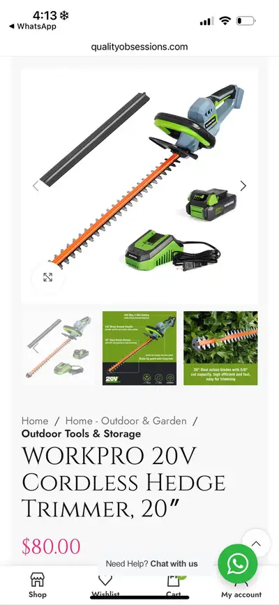 New WORKPRO 20V Cordless Hedge Trimmer, View more