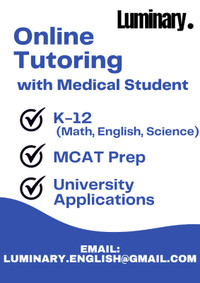 Online Tutoring with Medical Student (K-12 and MCAT)