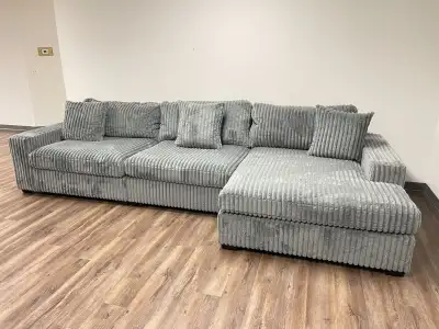 3 Seater Corduroy Sofa with large Storage Chaise Lounge , View more