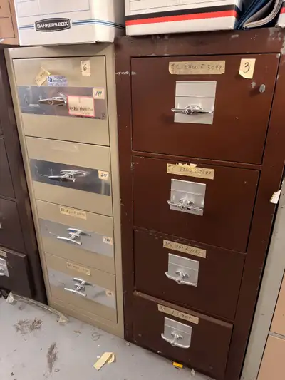 Heavy-duty fire-proof filing cabinets from a notary office. Solid steel build great for legal or doc...