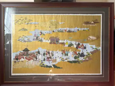 Japanes washi( traditional paper) picture with flame decoration, View more