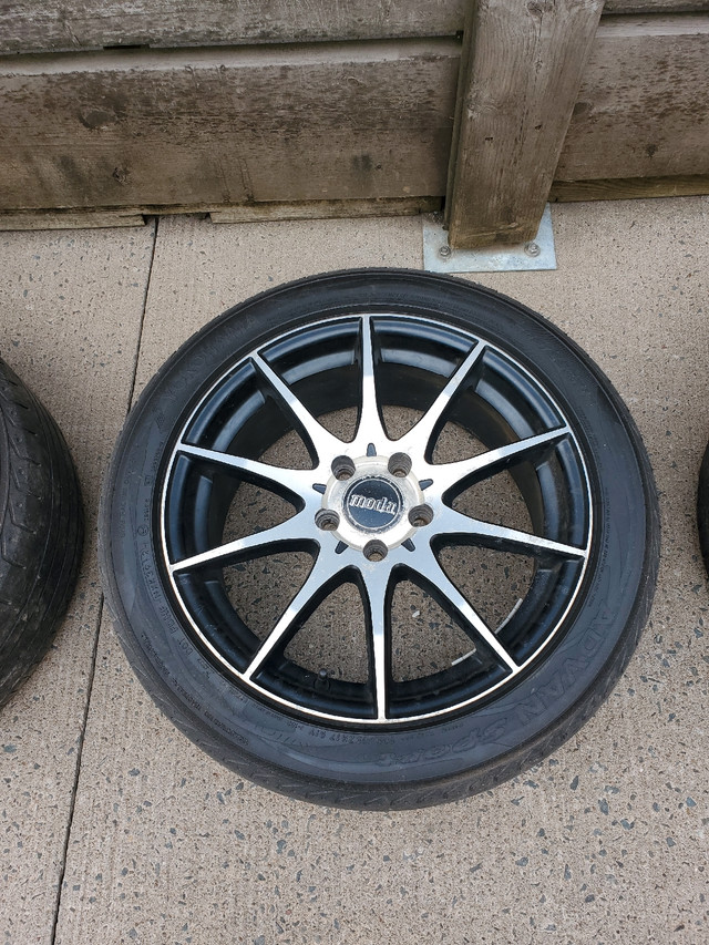 Used - 4 Moda MD12 17" Aluminum rims w/tires - $250 obo !! in Tires & Rims in City of Halifax - Image 2