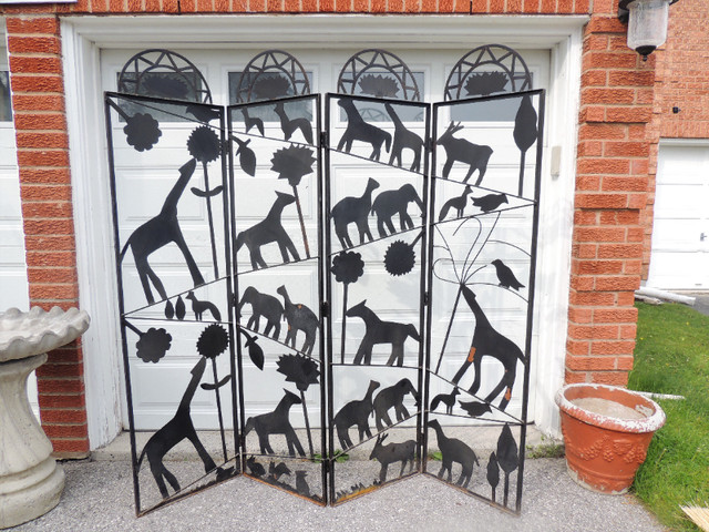 Vintage Wrought Iron Animal Motif 4-Panel Room Divider in Other in Oshawa / Durham Region - Image 2