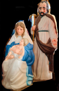 Vintage Nativity Christmas Mary Jesus Joseph Blow Mold in Box  