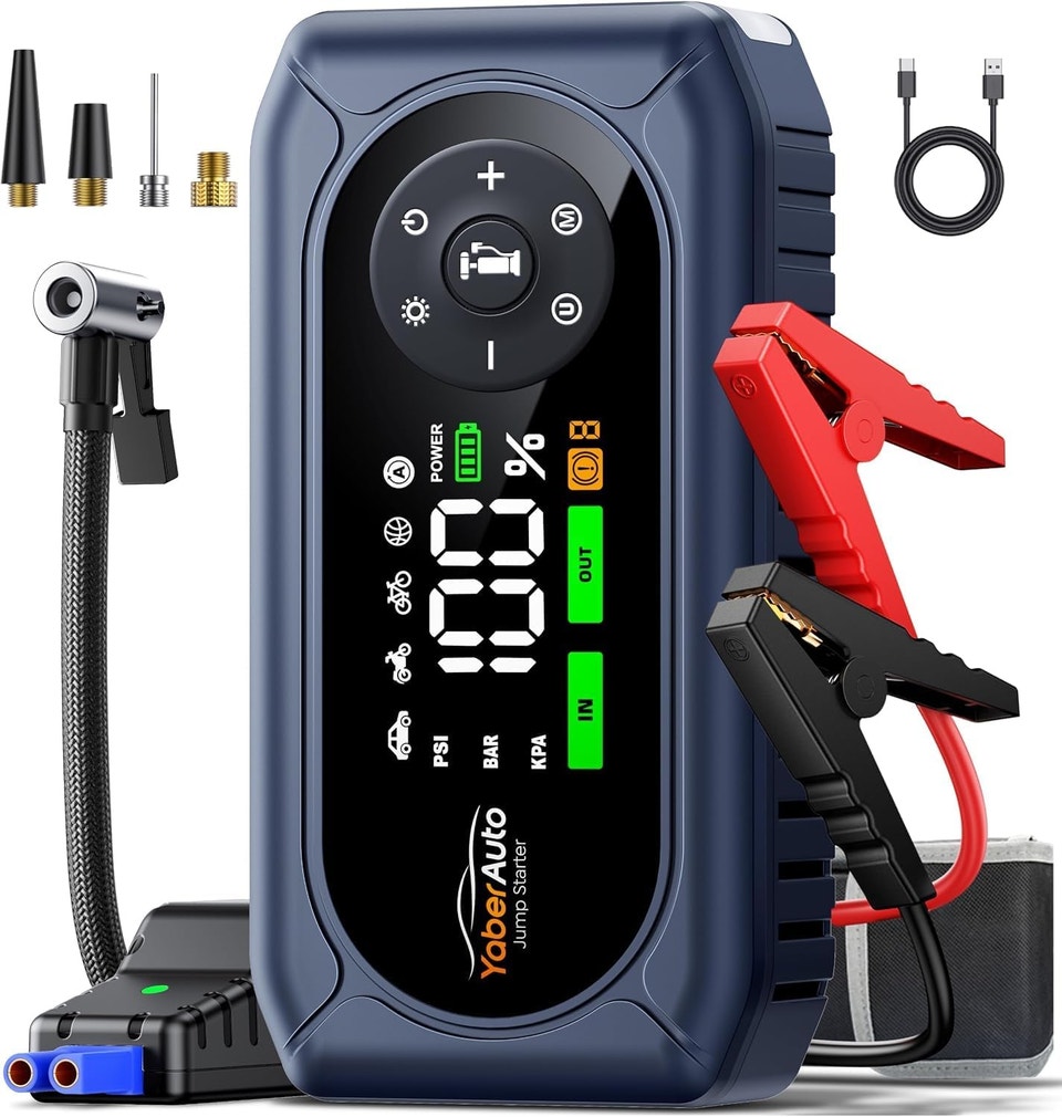 YaberAuto 5000A 150PSI Jump Starter, booster with Air Compressor ...
