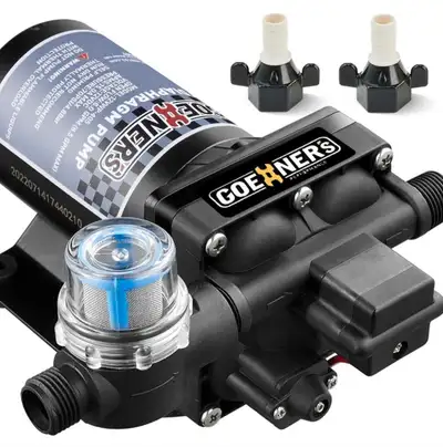 Upgraded Version] RV Fresh Water Pump, 12V DC Water Pump, 6GPM 70PSI Self-Priming Diaphragm Water Pu...