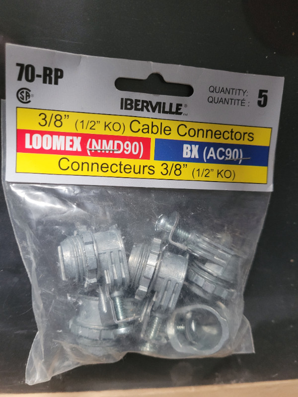 Package Of 5 X 3/8" Cable Connectors dans Électricité  à Ville de Montréal