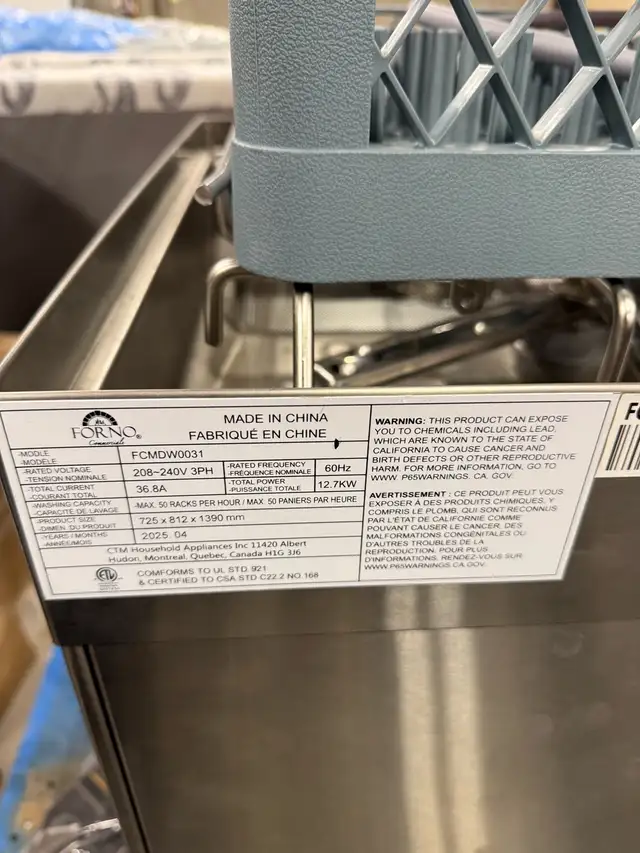 Brand New Forno 28.14 in. Stainless Steel Hood Type Commercial  in Industrial Kitchen Supplies in Ottawa - Image 7