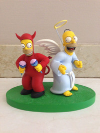 THE SIMPSONS GOOD & EVIL HOMER AS ANGEL & DEVIL HOMER FIGURES