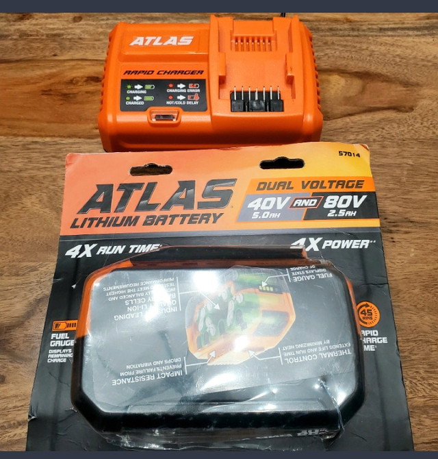 ATLAS BATTERY 80V 2.5 Ah / 40V, 5.0 Avec AHATLAS RAPID CHARGER dans Outils électriques  à Val-d'Or - Image 2