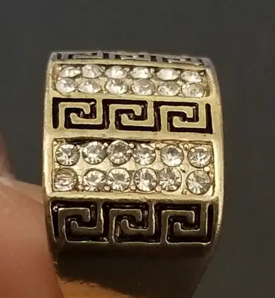 NEW! Mens Gold plated crystal Rings. Bague pour Hommes neuf., View more