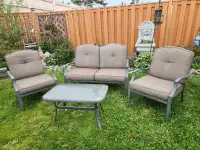Patio conversation set with cushions 