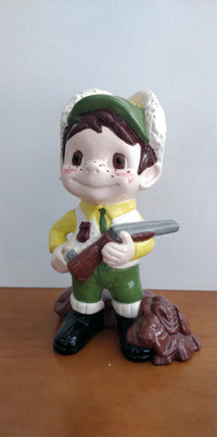 Large Atlantic Mold Boy with his hunting dog figurine
