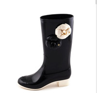 CHANEL BLACK RUBBER  RAIN BOOTS SIZE US 8. Price is firm!
