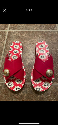 Tory Burch red slippers