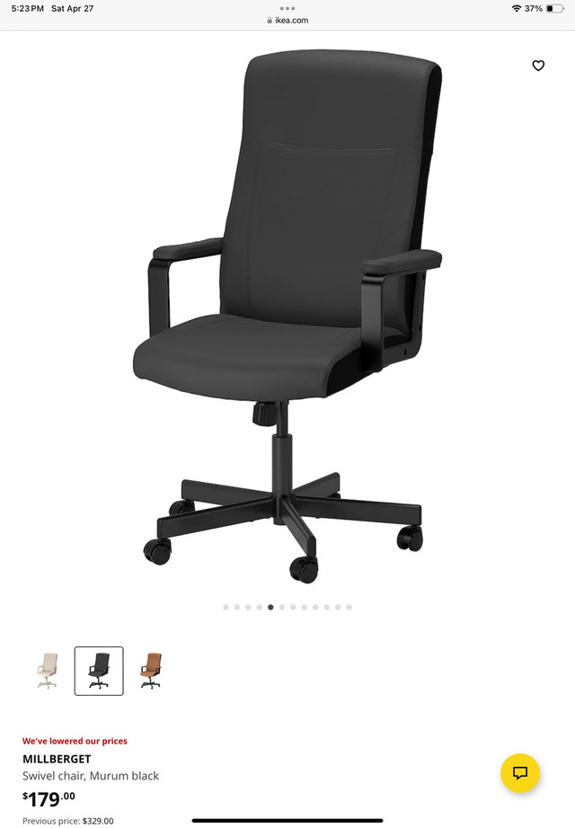 IKEA office leather chair black in Chairs & Recliners in Calgary