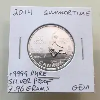 2014 Canada 'Summertime' Pure .9999 Silver Proof $20 Coin!