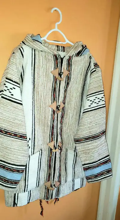 Cardigan manteau neuf rayé marocain taille L fait à la main, View more