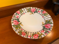 Vintage Aynsley Bone China Footed Cake Plate Stand Pink Cabbage