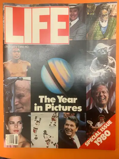 Vintage January 1981 "Year in Pictures" special issue of LIFE magazine, featuring a compilation of s...
