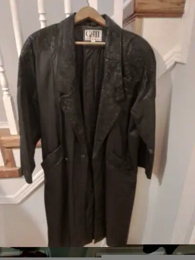 Womens Long Leather Coat size medium, View more