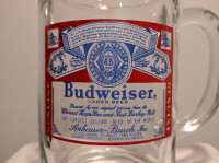 Vintage Budweiser Anheuser Busch 1 Liter Glass Mug 8" tall