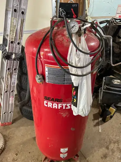 60 gallon air compressor tank and regulator switch. 220volt can’t find compressor to replace. Text 5...