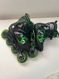 Rollerblade Mens Size 8 POWER 90 ILQ9 CLASSIC Black GREEN USED