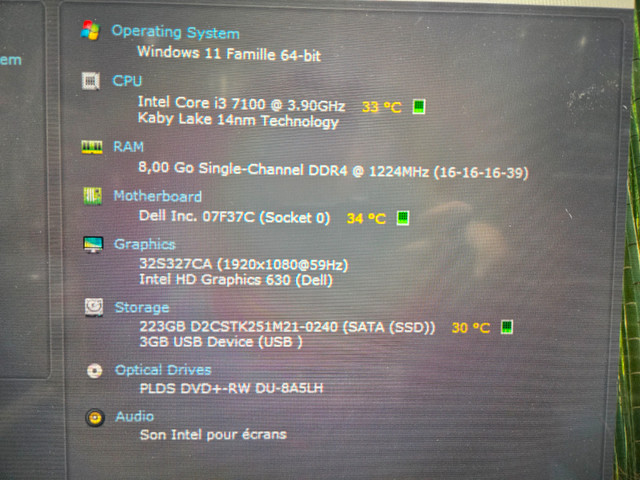 Desktop Dell Inspiron | Intel I3 | 8 Gb RAM | 240 Gb SSD | Wi-Fi dans Ordinateurs de bureau  à Laval/Rive Nord - Image 2