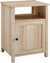 Set of 2, 18" Grooved Door Farmhouse Nightstand in White Oak