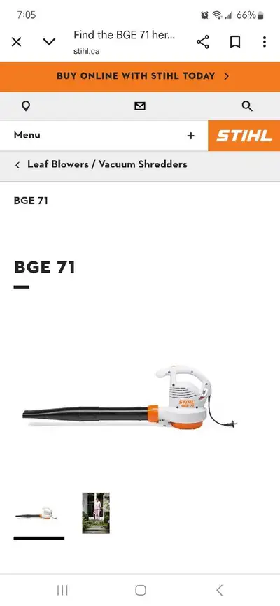 Stihl BGE71 blower vac, View more