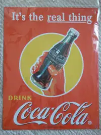 Drink Coca Cola repro tin Coke sign 16 x 12 in original pkg