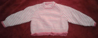 Toddlers Baby Sweater 18 Pink & White Stripes $50.00