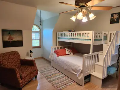 Twin Over Full Bunk Bed with Storage Stairs | White Bunk Bed | D, View more